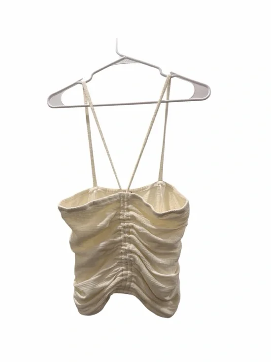 Pilcro Ruched Ribbed Halter In Cream Size S - Picture 4 of 8